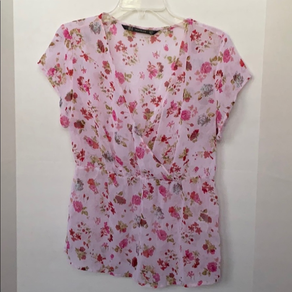 Pink Floral Zara Blouse Size M